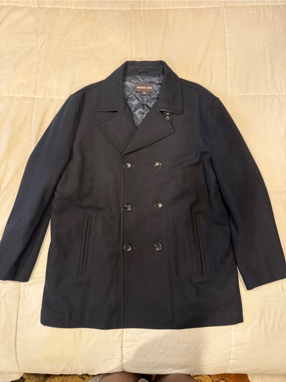 Michael Kors Black Double-Breasted Pea Coat